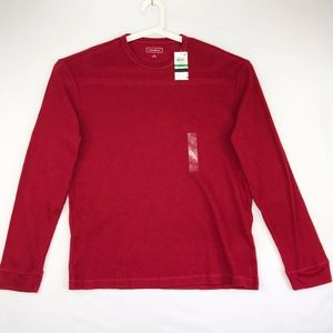 Club Room Mens Large Thermal Henley Shirt Red